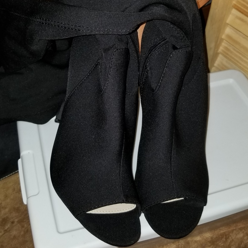 Black Thigh high open toe boots Very Sexy...